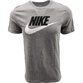 Nike Sportswear Mens Logo T-Shirt (Medium, Grey/Black Text/White Swoosh)
