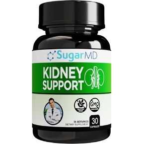 SugarMD Dr. Ergin's Kidney Support Formula 30 Capsules (30 Day Supply) - Kidney Supplements for Men & Women - Kidney Support Supplement for Healthy Kidney Function