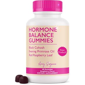Amy Suzanne Hormone Balance Gummies for Women - Natural Mood, Energy, & Bloating Support for PMS & Menopause - Hormonal Health - Red Raspberry Leaf & Black Cohosh - 60 Vegan Gummy Supplements