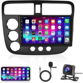 Rimoody for Honda Civic 2001-2005 Android Car Stereo Radio, 9 Inch Touch Screen Support GPS Navigation Bluetooth WiFi Mirror Link FM EQ SWC Rear View Camera Microphone