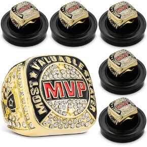 MVP Ring Most Valuable Player Ring Ball Games MVP Rings Sport Championship Trophy Ring with Display Neck Chain for Winner Tournament League Team Award Gift