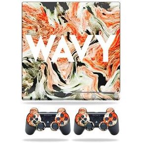Skin Compatible with Sony Playstation 3 PS3 Slim + 2 Controllers – Wavy | MightySkins Protective, Durable, and Unique Vinyl wrap Cover | Easy to Apply, Remove, and Change Styles | Made in The USA