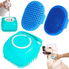 3pcs Dog Bath Brush Dog Shampoo Brush Dog Scrubber for Bath Dog Bath Brush Scrubber Dog Shower/Washing Brush with Adjustable Ring Handle for Short & Long Hair