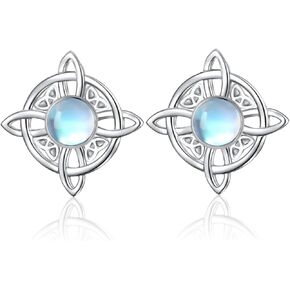 Celtic Earrings Witches Knot Earrings 925 Sterling Silver Celtic Stud Earrings Witch Celtic Knot Earrings Nudo de Bruja Plata 925 Original Good Luck Irish Jewelry Gift for Women
