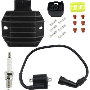 Voltage Regulator & Ignition Coil w/Spark Plug for Yamaha Raptor 350 2004-2013/Grizzly 400 2007-2008/Grizzly 450 2007-2014/Kodiak 400 2000-2006/Kodiak 450 2003-2006/Wolverine 450 2006-2010