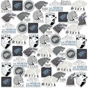 Game of Thrones House Stark 50ct Vinyl Large Deluxe Stickers Variety Pack - Laptop, Water Bottle, Scrapbooking, Tablet, Skateboard, Indoor/Outdoor