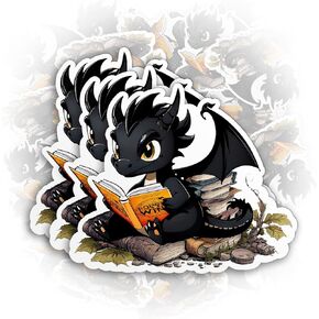 Set 3PCS - Fourth Wing Sticker Dragon Read Books Bookish Fourth Wings Sticker Dragons Die-Cut Waterproof Vinyl Sticker for Hard Hat Laptop Water Bottle Phone Case Car Decal Birthday Gift (3 Inches)