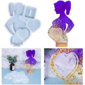 Dofaxgo Photo Frame Women Resin Silicone Mold,Pregnant Mom Shape Silicone Epoxy Molds for Table Decor,Baby Gift, Mother's Day Gift