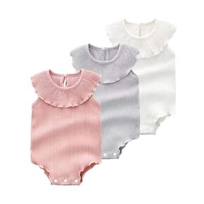 Baby One-Piece Bodysuit Fashion Flounce Collar for Infant Newborn Cotton Soft Baby Bodysuit Romper Ropa Para Niña Bebe (White, 3-6M)