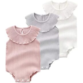 Baby One-Piece Bodysuit Fashion Flounce Collar for Infant Newborn Cotton Soft Baby Bodysuit Romper Ropa Para Niña Bebe (White, 3-6M) in Saudi Arabia