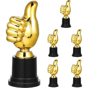 NUOBESTY Thumbs up Award Trophy: 6pcs Gold Trophy Cup 5 Inch Plastic Mini Trophies for Awards for Sports Reward Party Favors