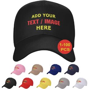 Custom Hats, Custom Baseball Cap with Company Team Name Logo Personalized Adjustable Travel Sun Hat
