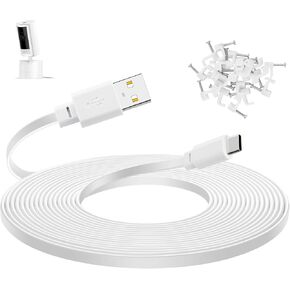 30 ft Extension Cable for Ring Pan-Tilt Indoor Cam (2024 release), Long Flat USB C Power Cord