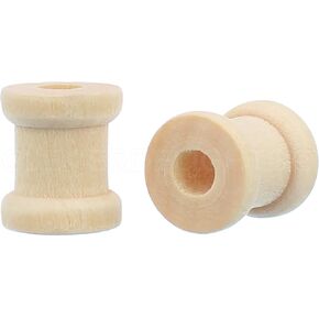 CleverDelights 1/2" x 1/2" Wood Spools - 50 Pack - Empty Craft Spools