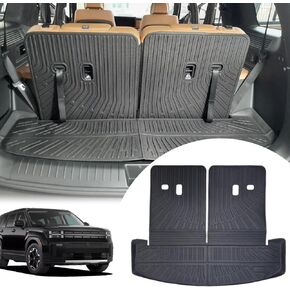 Cargo Liners Backrest Mat for Hyundai Santa Fe 6/7 Seats Accessories 2024 (Only Gas Model) with Hook&Loop Rear Trunk Mat Rear Seat Back Cover Protector All Weather Anti-Slip Split Dog Liner