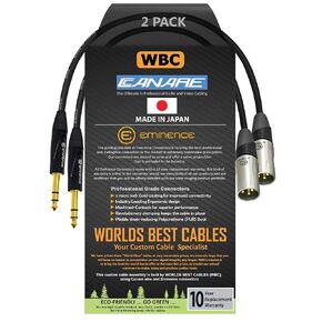 WORLDS BEST CABLES 2 Units - 1.5 Foot - Canare L-4E6S, Star Quad Balanced XLR to TRS Patch Cable with Eminence Gold E311 Male XLR & E502 TRS Stereo Plugs - CUSTOM MADE in Saudi Arabia
