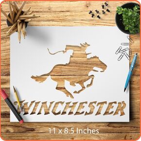 Winchester Rifle Stencil - Reusable 8.5 x 11 Inches for Crafts, Walls, DIY Arts and Crafts Projects - LIONX