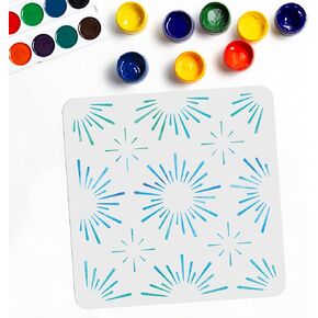 MAYJOYDIY Starburst Stencil 11.8"×11.8" Star Stencil Template Square Reusable PET Hollow Out Starburst Stars Light Stencil for Floors/Walls/Furniture/Clothes/Bags DIY Art Crafts in Saudi Arabia