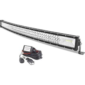 Willpower Curved 42 inch 540W Car Led Light Bar with 12V Strobe Remote Control Wiring Harness Cable Kit 6000K Flood Spot Beam Tri Row Driving Work Lamp for Jeep Off road Truck SUV 4x4