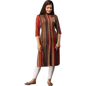 Women's Rayon Embellished Straight Kurta