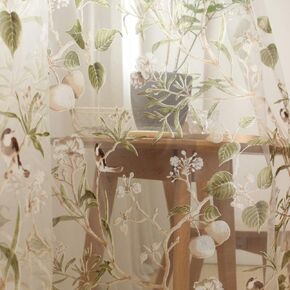 Vintage Birds Curtain Valance for Kitchen Bath Farmhouse Linen Blend Short Curtain for Small Window Rod Pocket Country Style Floral Print for Living Room Home Decor 1 Panel W39 X L12 Inch