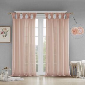 Madison Park Rosette Floral Embellished Cuff Tab Top Solid Single Window Treatments Curtain Panel Drape for Bedroom Living Room and Dorm, 50"x84", Grey