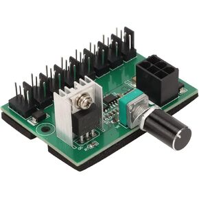 Computer Fan Speed Controller Hub DC 12V, PWM 8 Channel Fan Adapters, Fan Speed Controller for Mining Machines for 4-pin/3-pin/2-pin PC Fans
