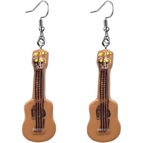 أقراط جيتار Coadipress للنساء والفتيات فريدة من نوعها لطيفة ومضحكة من الراتنج الأحمر النبيذي، أقراط موسيقية متدلية مجوهرات in Kuwait