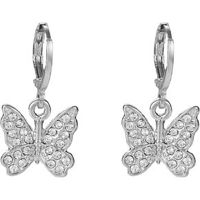 Rhinestone Animal Charm Tiny Cute Butterfly Drop Gold Hoop Earrings Hanging Women Huggie Hoop Earrings Summer Jewelry