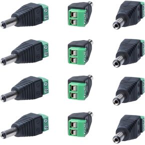 12V DC 5A Power Plug Adapter, 5.5mm x 2.1mm Male Jack Connector for CCTV Security Camera, LED Light Strip (10)