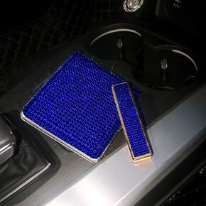 Rhinestone Lighter Electric Lighter Rechargeable Bling Glitter with Cigarette Case 85mm King Size (18-20 Capacity) USB Lighter Set 2pcs Flameless Girls Lighter for Women (Black)