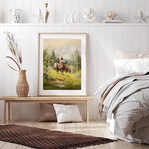 Muyankissu 5D Diamond Art Kits American West Cowboy on Horse in Forest Full Drill Cross Stitch DIY Diamond Art by Number Kits Wall Decoration 12 x 16 inch 12x16inch … in Kuwait