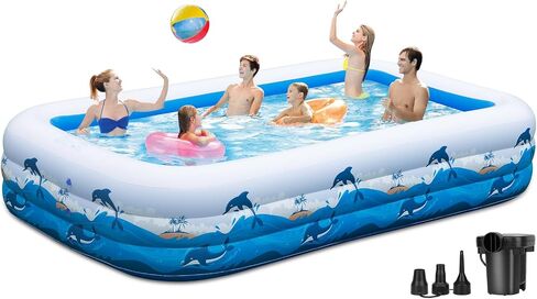 Large Inflatable Pool with Pump - 130'' x 72'' x 22'' Family Swimming Pool for Adults, Blow Up Pool for Backyard, Garden, Outdoor, Summer Water Party in Saudi Arabia