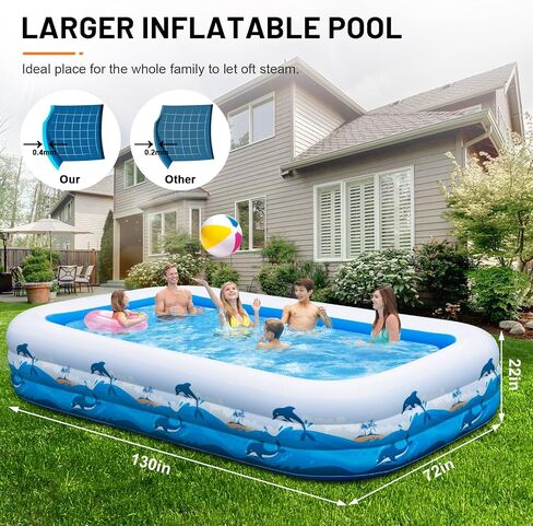 Large Inflatable Pool with Pump - 130'' x 72'' x 22'' Family Swimming Pool for Adults, Blow Up Pool for Backyard, Garden, Outdoor, Summer Water Party in Saudi Arabia