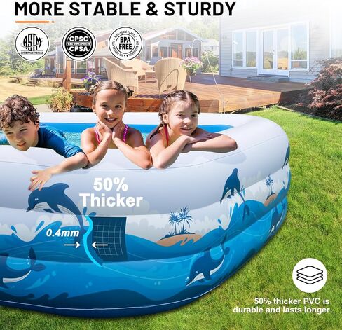Large Inflatable Pool with Pump - 130'' x 72'' x 22'' Family Swimming Pool for Adults, Blow Up Pool for Backyard, Garden, Outdoor, Summer Water Party in Saudi Arabia