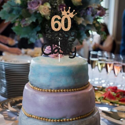 I'm 60 Sassy and All Kinds of Classy Cake Topper, Happy 60th Birthday Cake Decors, 60 Years Old Birthday Party Decorations, Black and Rose Gold Glitter in Kuwait