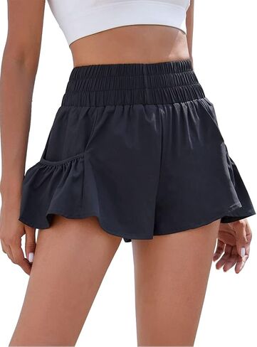 BMJL Womens High Waisted Shorts Athletic Running Shorts Workout Gym Quick Dry Flowy Shorts with Pockets(S) in Saudi Arabia