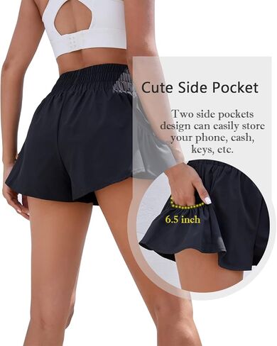 BMJL Womens High Waisted Shorts Athletic Running Shorts Workout Gym Quick Dry Flowy Shorts with Pockets(S) in Saudi Arabia
