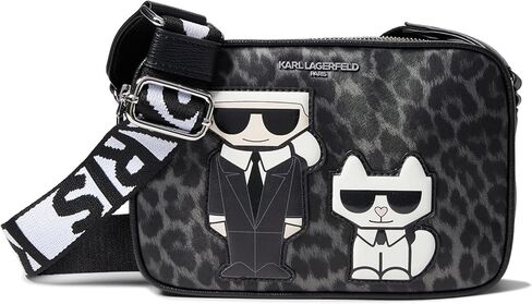 Karl Lagerfeld Paris Maybelle Crossbody Black/Grey Leopard One Size in Saudi Arabia