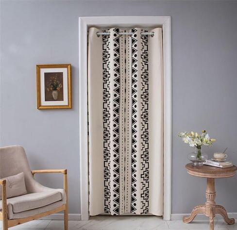 ستائر باب F-CHU Boho لخصوصية المداخل، ستائر مقسمة للغرفة، ستائر معزولة، لوحة واحدة مقاس 47 × 79 بوصة، مناسبة لعرض الباب 27-39 بوصة (لا تشمل شريط روما، قضيب تلسكوبي) in Kuwait