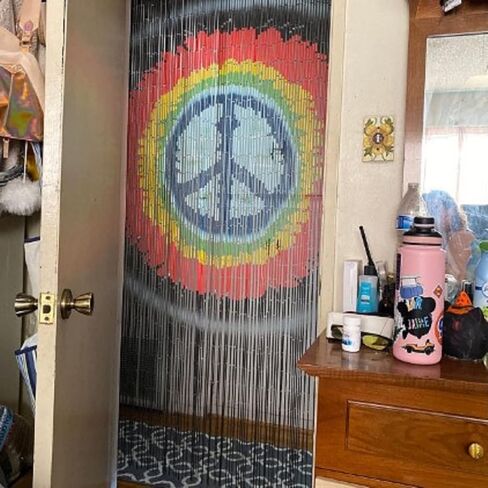 Peace Doorway Beads Curtains, Bamboo Beaded Curtains for Doorways, Beaded Curtain 35.5 inches x 78 inches, 90 Strands in Saudi Arabia