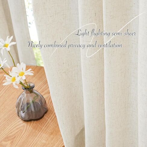 ستارة مكشكشة من الكتان من PONY DANCE، ستائر خلفية بطول 84 بوصة لغرفة النوم، ستارة بوهو ريفية شبه شفافة مقاس 52 × 84 بوصة، أخضر غامق in Kuwait