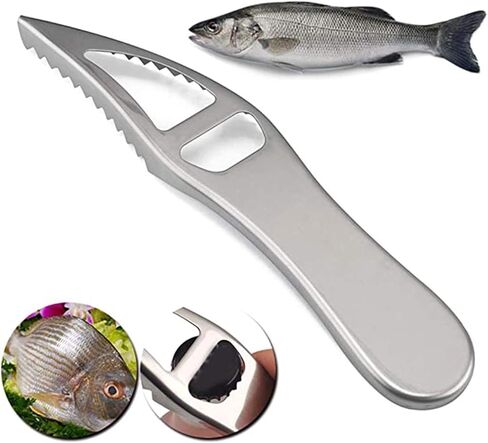 4 قطع مزيل قشور السمك من الفولاذ المقاوم للصدأ للمطبخ، قشارة سمك السمك، مبشرة تنظيف مقشرة، مكشطة مع فتاحة زجاجات للمطبخ، قشور السمك، أدوات تقشير الجلد in Kuwait