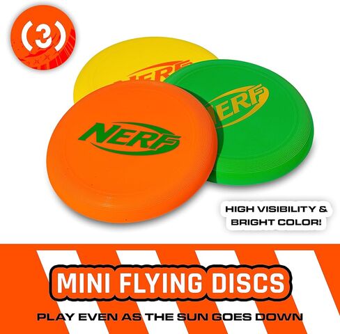 مجموعة Nerf Disc Golf Starter - أقراص جولف صغيرة + مجموعة سلة جولف قرصية - مجموعة أقراص جولف محمولة كاملة مع أقراص للفناء الخلفي + الشاطئ - 3 أقراص + هدف سلة متضمن in Saudi Arabia