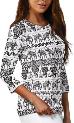 3 Quarter Sleeve Shirts Women Plus Size Tops for Early Fall Spring in Saudi Arabia