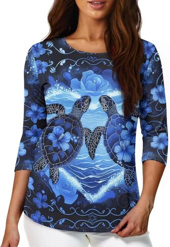 3 Quarter Sleeve Shirts Women Plus Size Tops for Early Fall Spring in Saudi Arabia