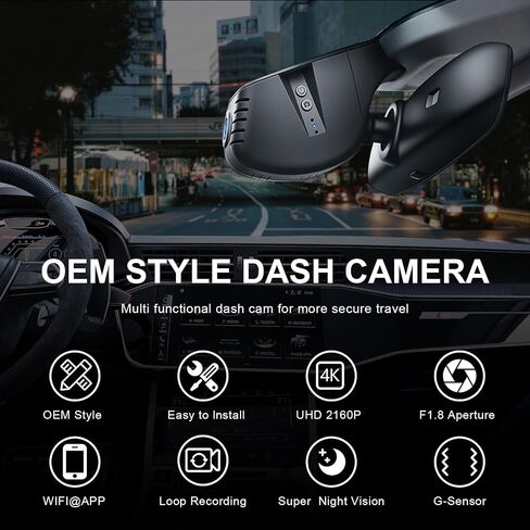 Mangoal Front 4K & Rear 1080p Dash Cam fit for Audi Model A (Black) in Kuwait