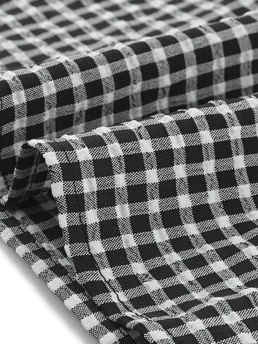 Allegra K Women's 1950s Round Collar Short Sleeve Gingham Tops in Saudi Arabia