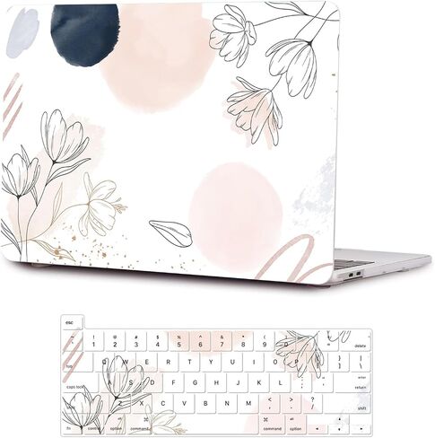 SaharaCase - حافظة كمبيوتر محمول Apple MacBook Pro مقاس 13 بوصة Hybrid-Flex Arts مع غطاء لوحة مفاتيح من السيليكون - هيكل صلب أنيق، سهل التركيب، مقبض مضاد للانزلاق (وردي أسود) in Kuwait