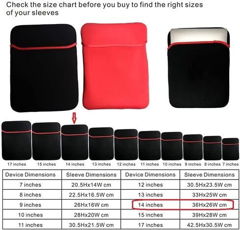 CLGD 14.0 inch Laptop Sleeve Case Cover for MacBook Pro 14" & 13", Surface Book 2/1 14.0" and Most Popular 14"-13" HP Dell Lenovo Asus Acer Razer MSI Notebooks,Black&Red in Saudi Arabia